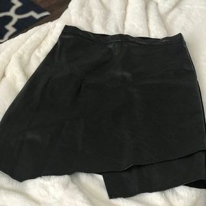 Black, mini leather-like skirt
